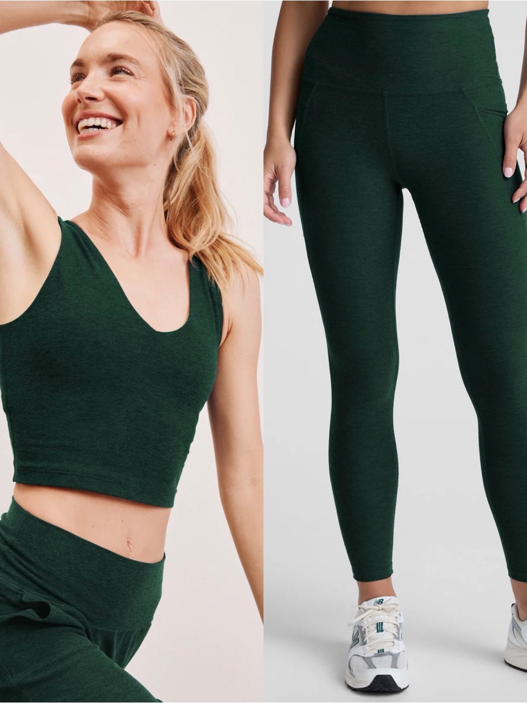 Nwt Beyond Yoga Dark Spruce Heather Set: Out Of Pocket Legging & Good Day Tank